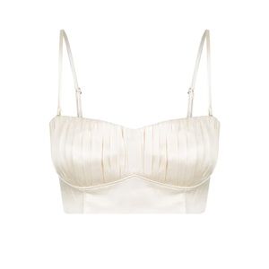 Shona Joy La Lune Corded Ruched Bralette Cream US 6 Worn Once Bridal